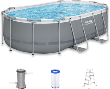 Steel Pro MAX 14' x 8'2" x 39.5" Oval Above Ground Pool Set, Pump