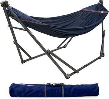 Adjustable Hammock Stand, Collapsible Camping Hammock with Stand, 600 lbs Capacity Steel Double Hammock Stand for 2