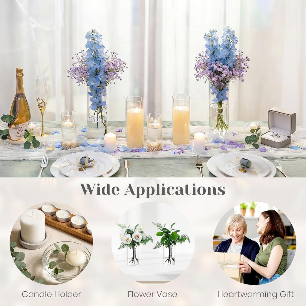 Hurricane Glass Candle Holders: 6 PCS Clear Hurricane Candle Holders for Pillar Candles Floating Candles, Glass