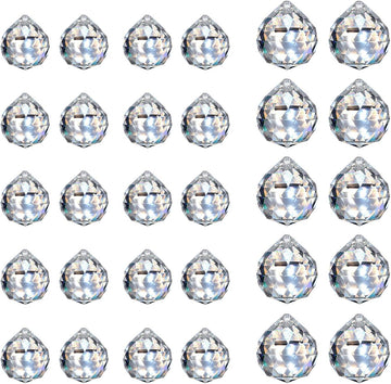 20pcs 30mm and 10 pcs 40mm Clear Crystal Prism Balls Sunshine Catcher Rainbow Pendants Maker