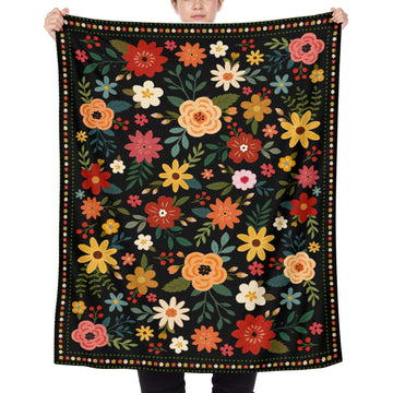 Boho Floral Throw Blanket Colorful Flower Soft Flannel Bed Blankets Cozy Plush Couch Cover Lightweight Blanket for