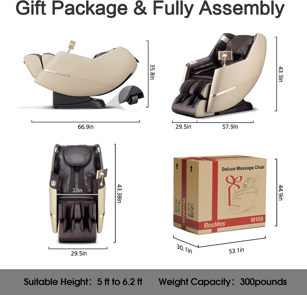 Massage Chair, 2026 SL-Track Zero Gravity Shiatsu Massage Chairs Full Body and Recliner, 12+6 Modes, Body Scan, APP