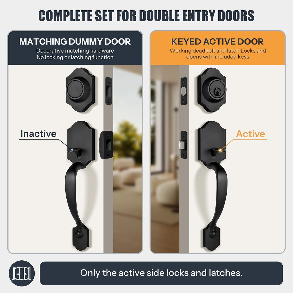 Double Front Door Handleset with Deadbolt