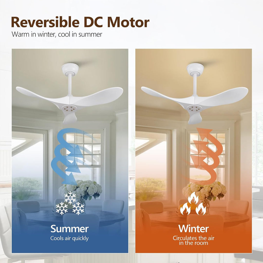 Inspired Maverick Style 36 Inch Solid Wood Ceiling Fan with Remote,White Ceiling Fan no Light,6 Speeds,Noiseless,Reversible DC Motor,Modern Ceiling Fans without Lights for Outdoor Indoor Bedroom Farmhouse,Patios