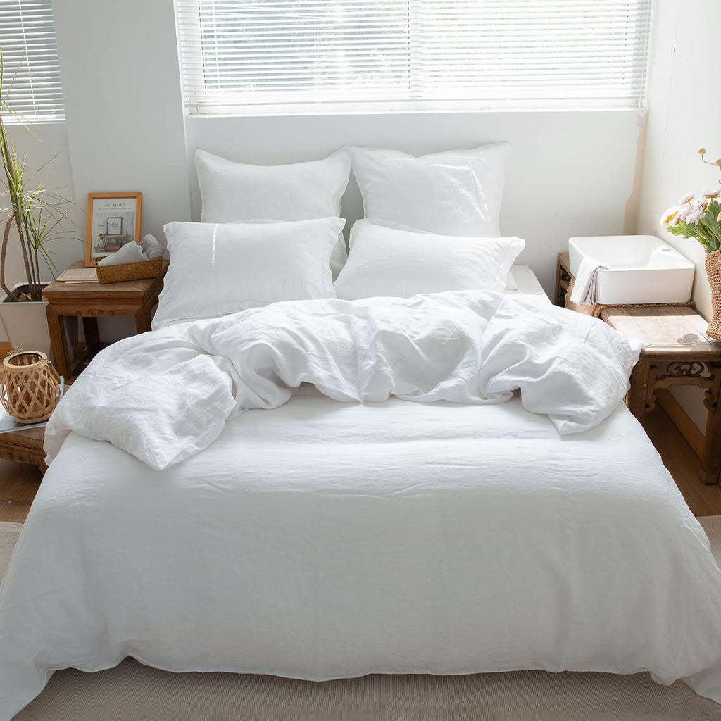 100% Washed Linen Euro Shams 26'' x 26'' Pack of 2, Basic Style Solid Color Natural Flax Farmhouse Decorative Square