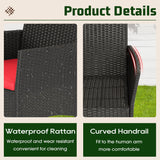 Patio Furniture Set 4 Pieces Outdoor Rattan Chair Wicker Sofa Garden Conversation Bistro Sets for Yard,Pool or Backyard,Red Cushions A106-B0CKQXSHNF