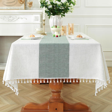 Rectangle Tablecloth for Dining Table Rustic Farmhouse Kitchen Tables Cloth Coffee Table Cover, Cotton Linen Fabric
