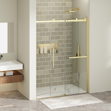 56-60" W x 75" H Frameless Sliding Shower Door, Shower Glass Door with 1/4" Thick Tempered Glass