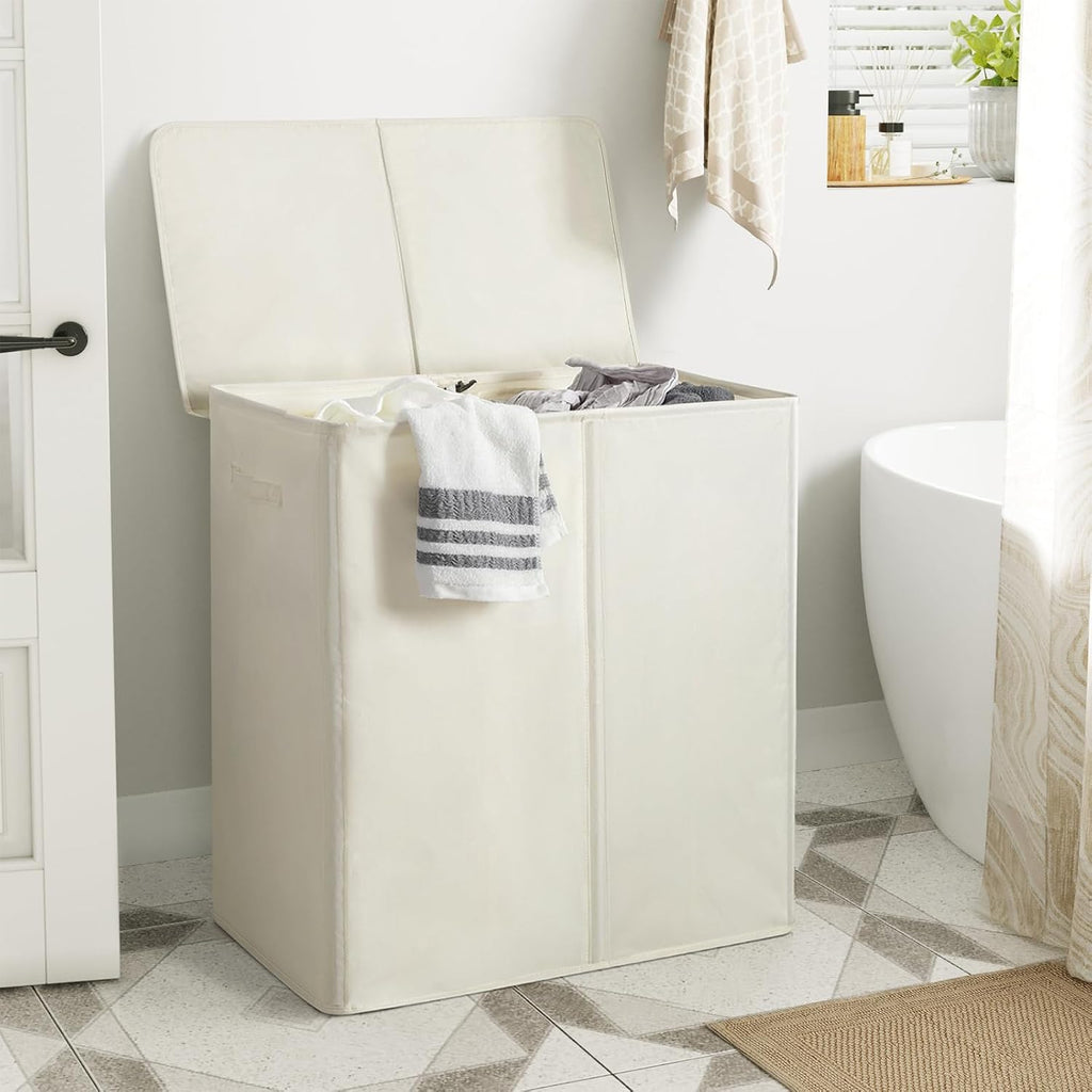 140L Double Laundry Hamper 2 Section with Lid and Removable Bags | Divided Laundry Basket, Large Dirty Clothes Hamper