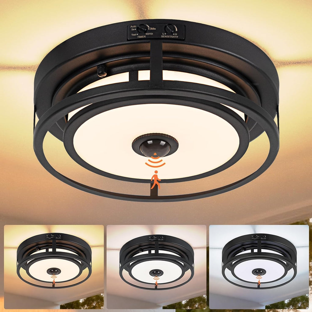 LED Motion Sensor Outdoor Ceiling Light, 12 Inch Motion Sensor Flush Mount Ceiling Light Fixtures