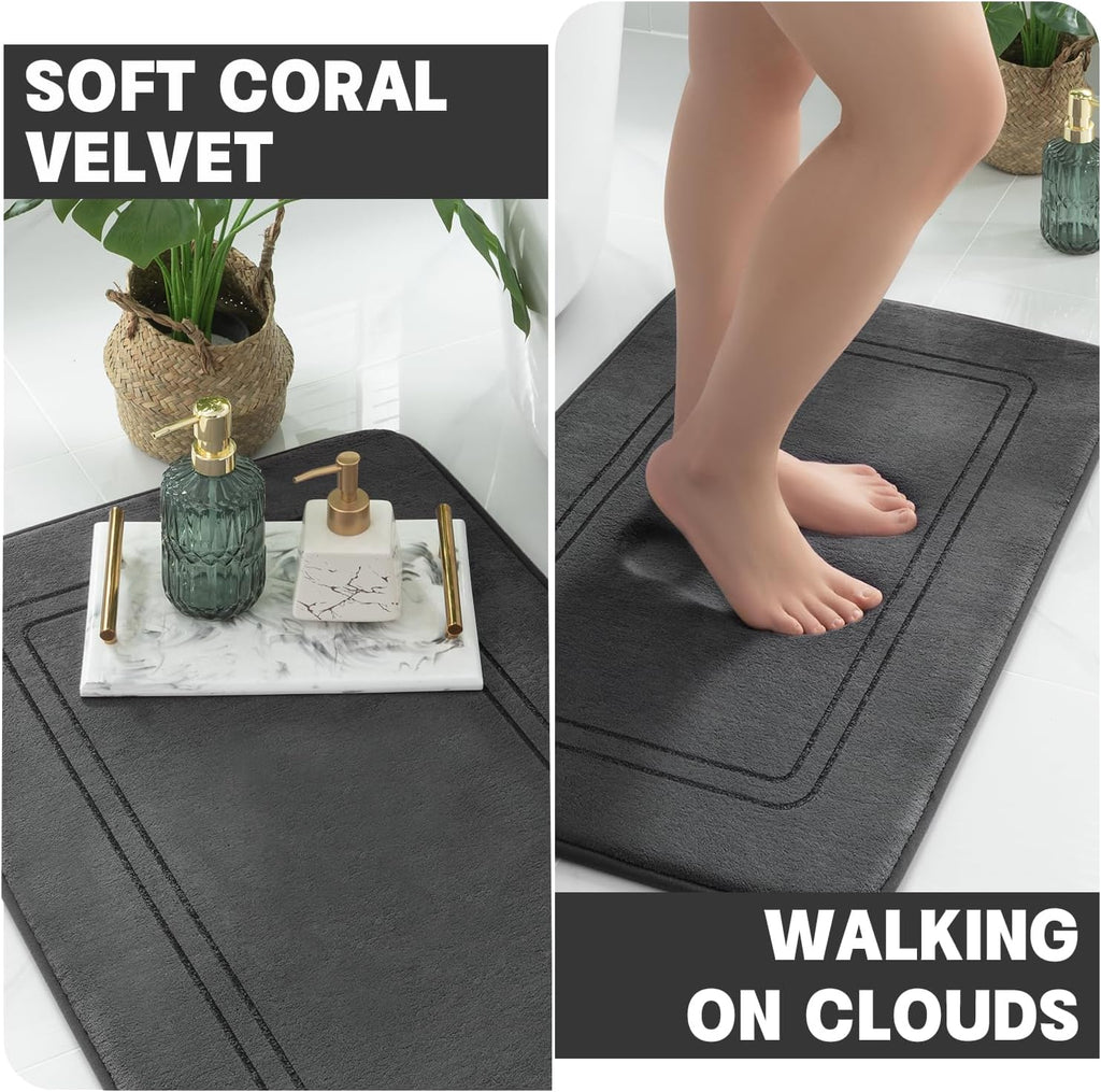 Memory Foam Bath Mat Set, Non Slip Bath Mats , Super Soft and Water Absorbent Bath Rug Set, Machine Washable U Shape