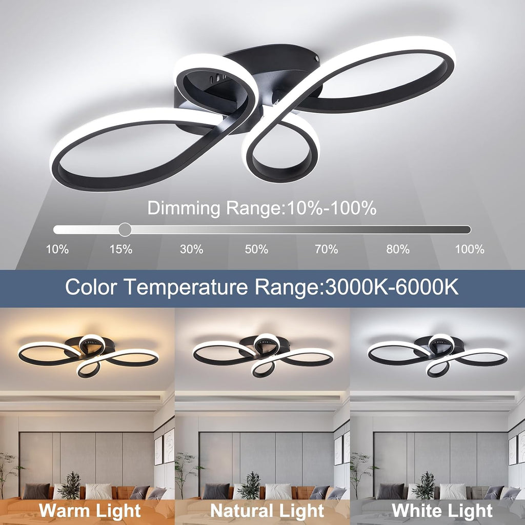 Modern LED Ceiling Light, Hallway Light Black Close to Ceiling Light Bedroom Balcony Bathroom Room (23.62Inch)