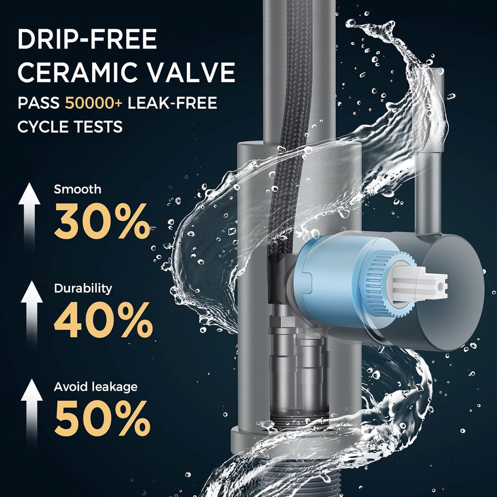 Kitchen Faucet with Pull Down Sprayer, Brushed Nickel High Arc Modern Classic Sink Faucet Stainless Steel with Deck