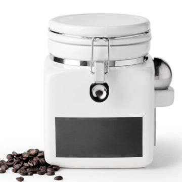 Ceramic Coffee Canister with Airtight Lid and Scoop, Large 74 Fl Oz / 2.2 L Kitchen Food Storage Container Jar for