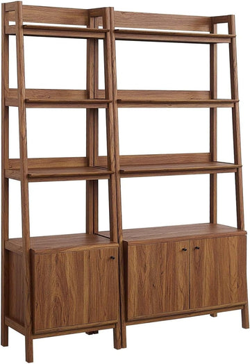 Bookshelf Display Cases in Walnut - Set of 2