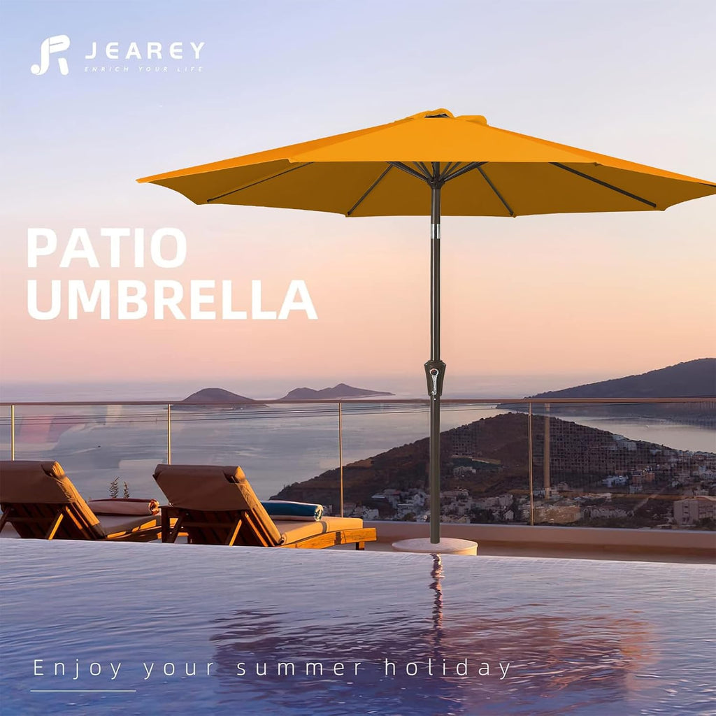 10FT Outdoor Patio Umbrella Outdoor Table Umbrella with Push Button Tilt and Crank - Light Orange