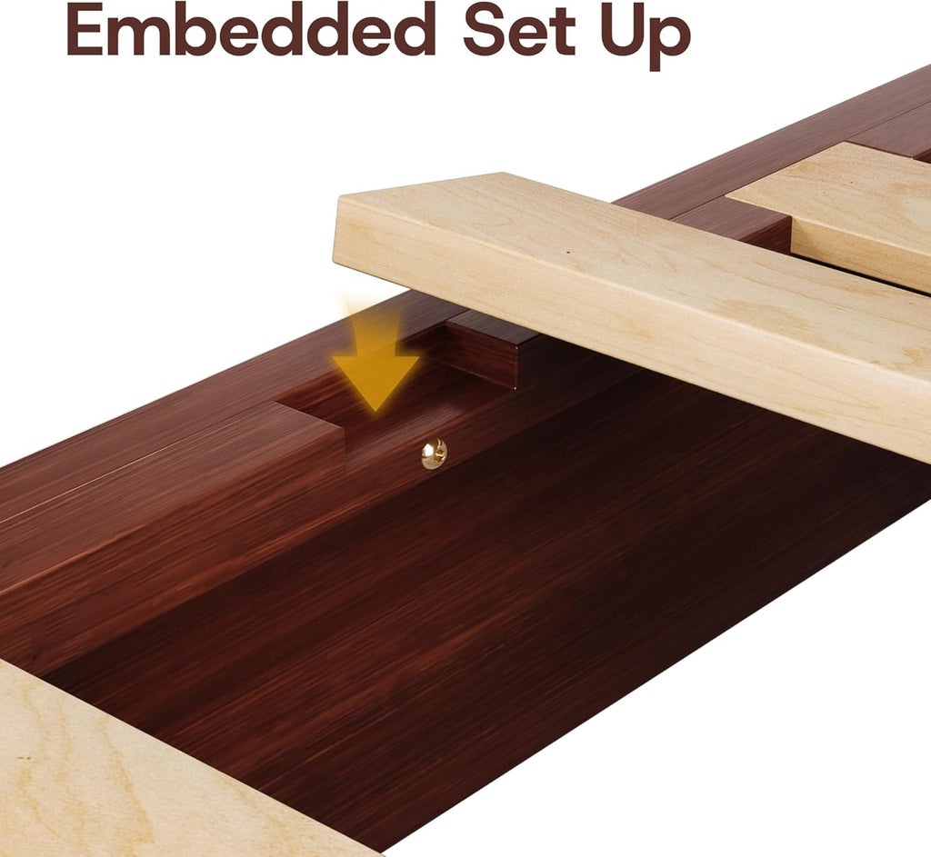 Queen Bed Frame with Headboard, Solid Wood Bed Frame Queen with Charging Station & RGB LED, Wood Slats Support