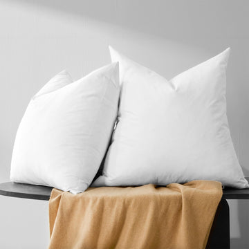 26x26 Feather Down Euro Pillow Inserts 100% Soft Cotton Cover, Set of 2