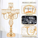 23.2 inch Tall Elegant and Chic 5 Arm Pendant Crystal Candlestick Holder Table Decoration tealight Candle Holder
