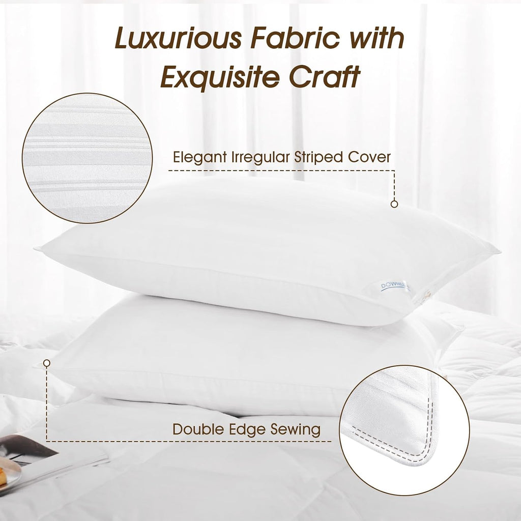 Down Alternative Pillows Queen Size Set of 2 - Hotel Collection Soft Bed Pillows for Sleeping, Perfect for Side, Back