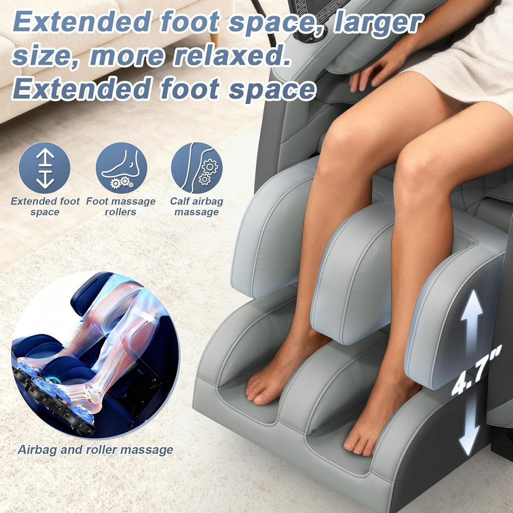 Zero Gravity Massage Chair Full Body Recliner, 16 Fixed Rollers | 10 Airbags, 5 Auto Programs, Foot Massage