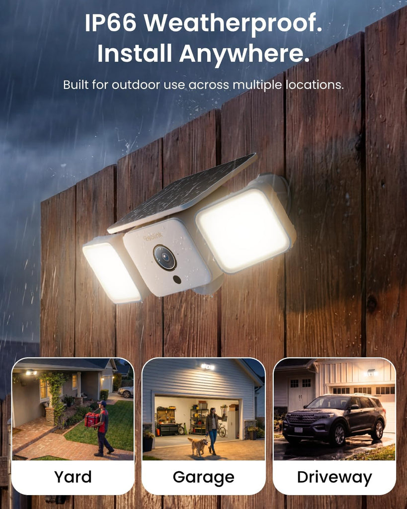Solar Floodlight Security Cameras Wireless Outdoor, Up to 1000lm | AI/PIR Motion-Activated Floodlight, 2K 150° Color