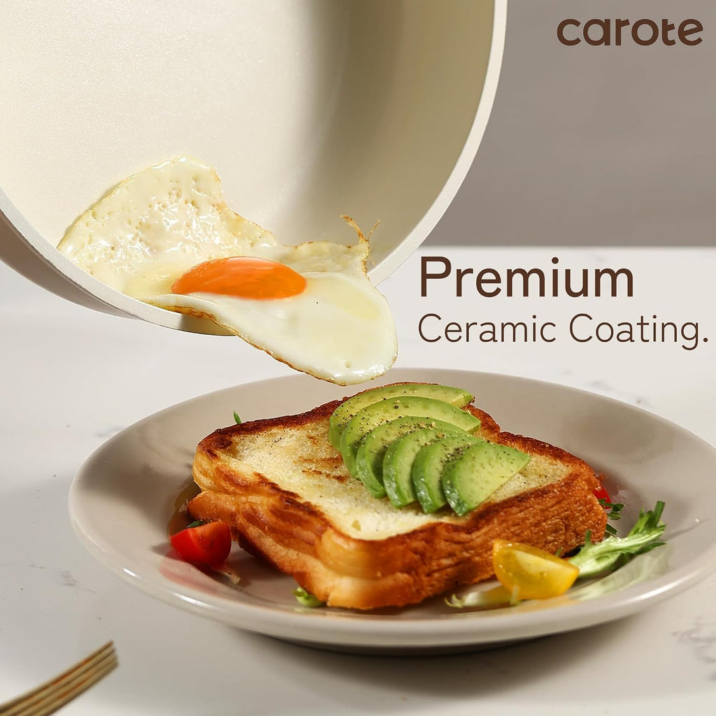 12Pcs Ceramic Pots and Pans Set Non Stick, Healthy Cookware Set, PFAS/PFOA Free, Kitchen Cooking Set with Frying