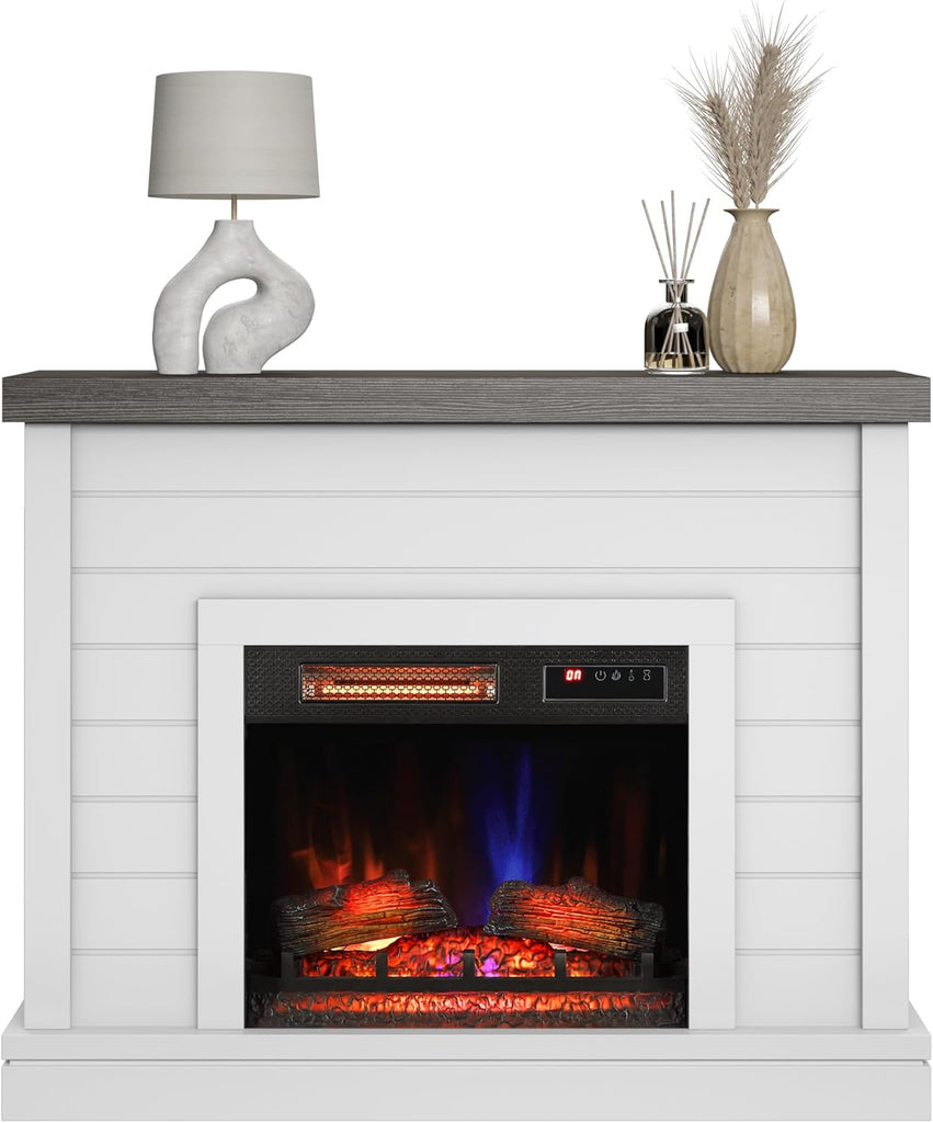 Wall Mantel Electric Fireplace, Bright White