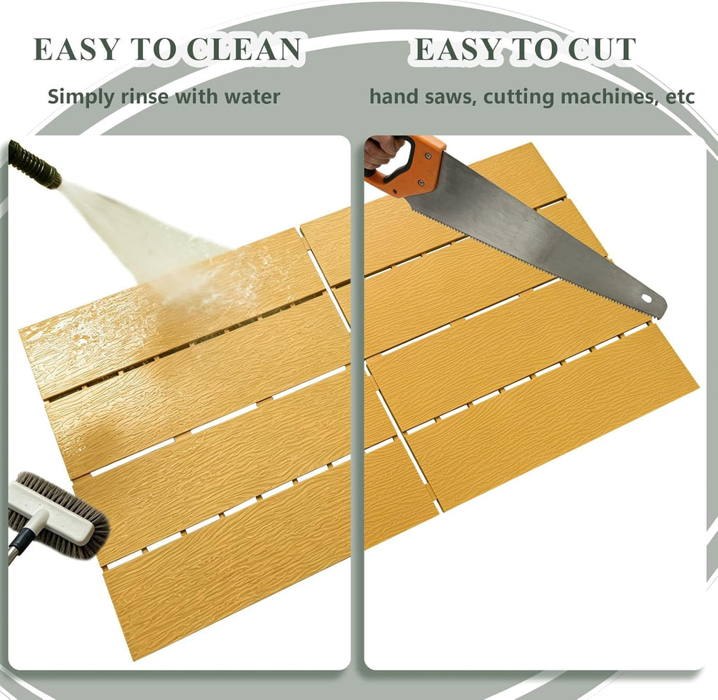 Plastic Interlocking Deck Tiles 24"x13"(6-Pack) Outdoor Patio Flooring, Waterproof All-Weather Decking for Balcony