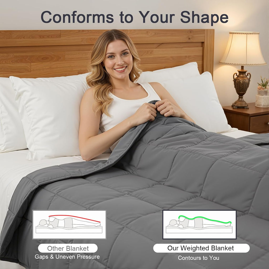 Weighted Blanket(48"x72",15lbs Grey) Full Soft Cooling Heating Heavy Blanket for Sleeping, Breathable Blanket with