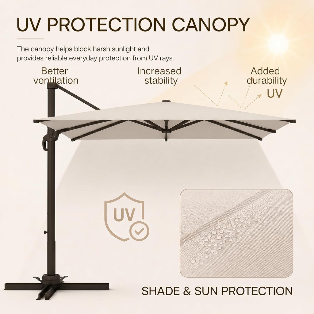 9' X 12' Cantilever Patio Umbrella with Base Included