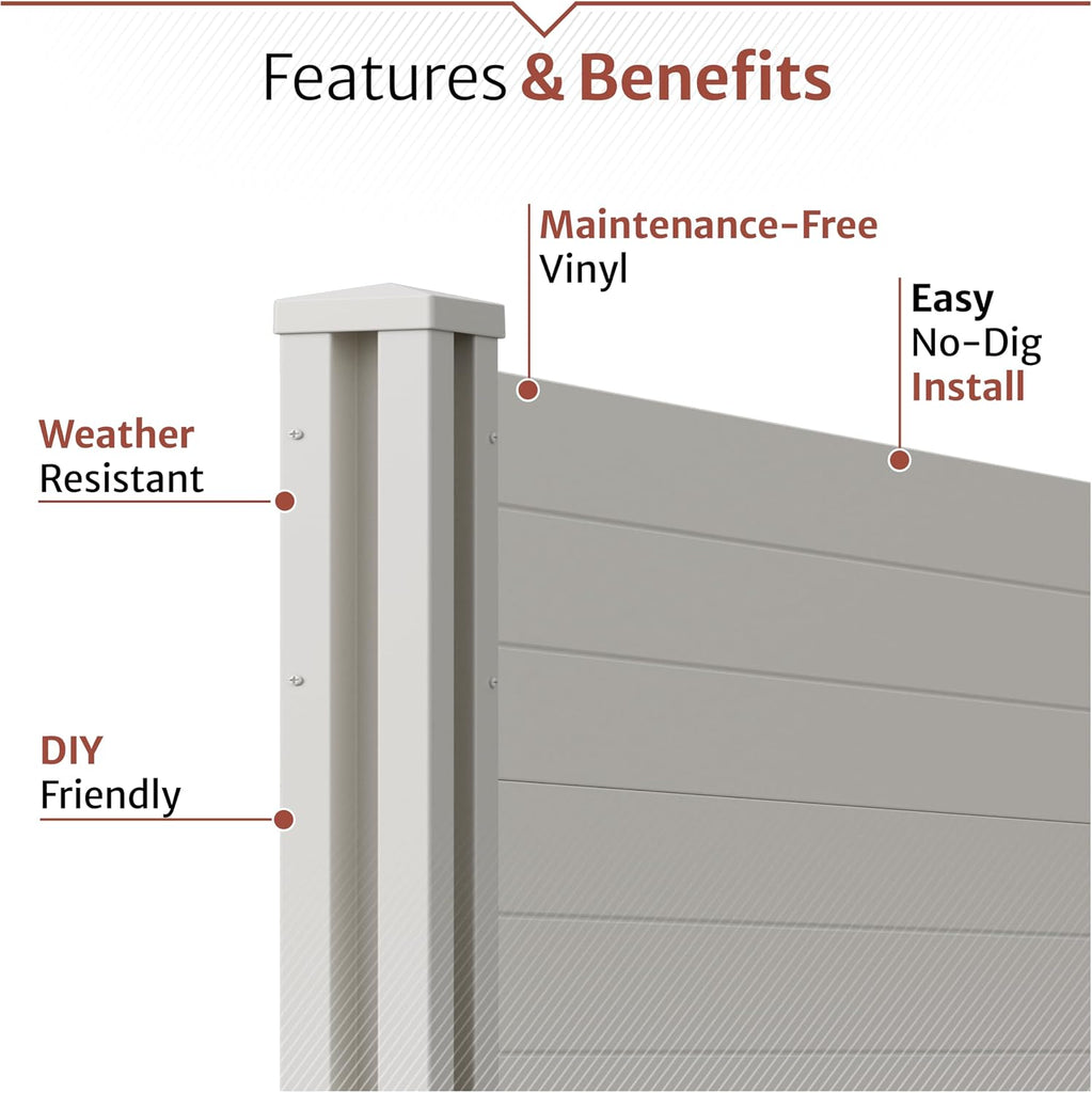4ft H x 4ft W (2 Panels) No Dig Premium White Vinyl Privacy Screen, Outdoor Privacy Panels, Use As Air