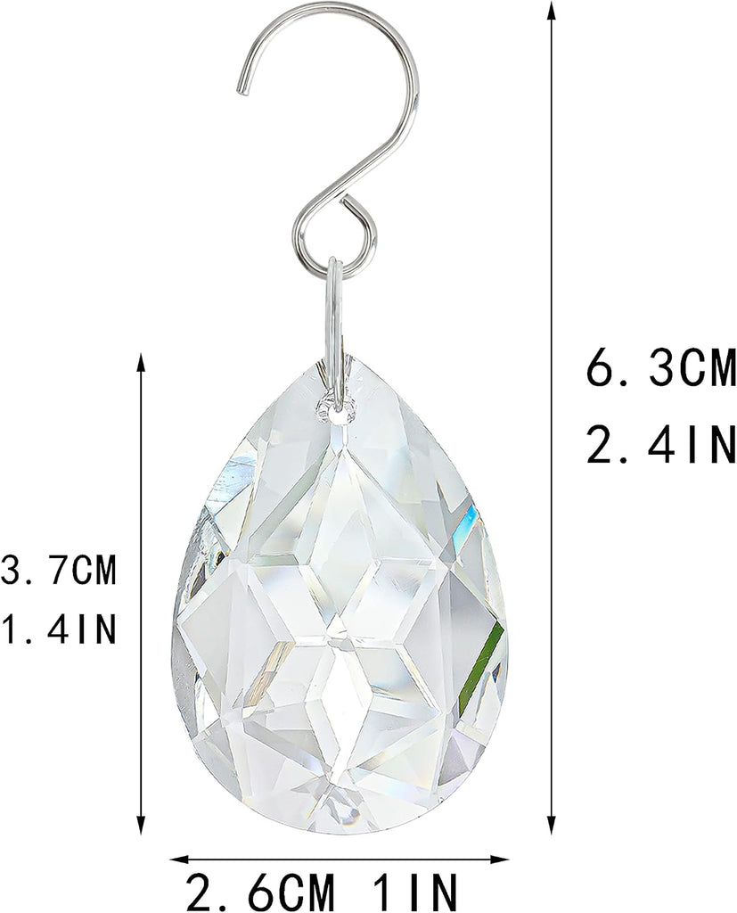 10 Pcs 38mm Clear Crystal Teardrop Chandelier Hanging Suncatcher Parts - Clear Crystal Teardrop Prisms Pendants with