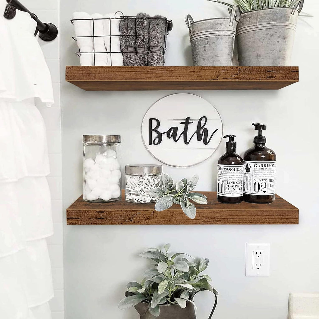 Floating Shelves for Wall 23.6" Long - Wall Mounted Shelf Bathroom Kitchen Living Room Bedroom Farmhouse Home Decor