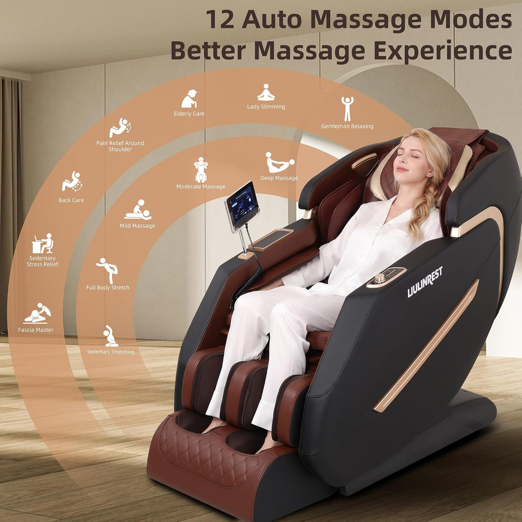 Massage Chair Full Body, 4D Zero Gravity Shiatsu Recliner with Heat, Body Scan, Deep Yoga Stretch, 50" SL-Track