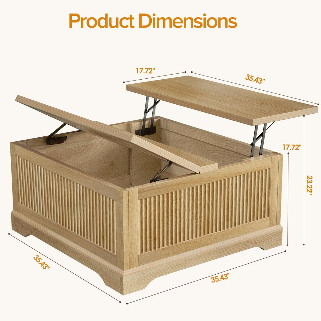 Fluted Lift Top with Storage, Wood