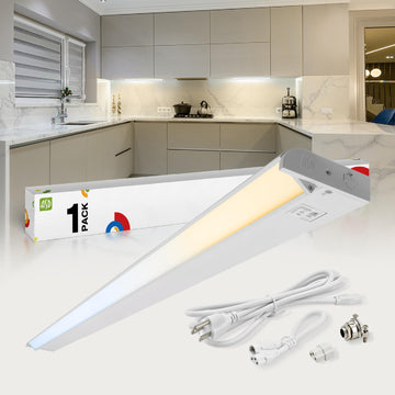 White Swivel LED Under Cabinet Light, 40 Inch 20W, Plug in/Hardwired