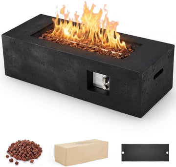42" Outdoor Propane Fire Pit Table Rectangle Gas Fire Pit No Tank Holder