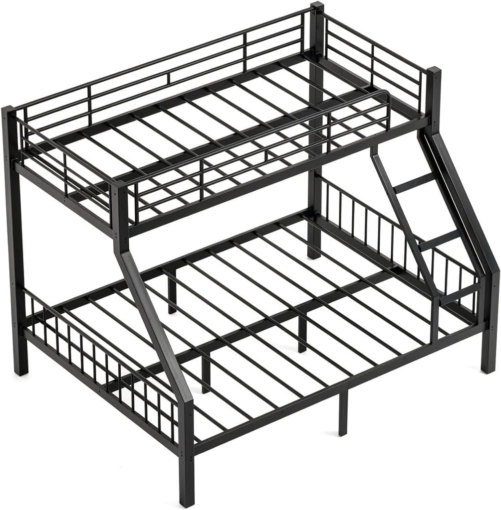 Twin XL Over Queen Bunk Bed, Heavy Duty Queen Bunk Bed for Adults
