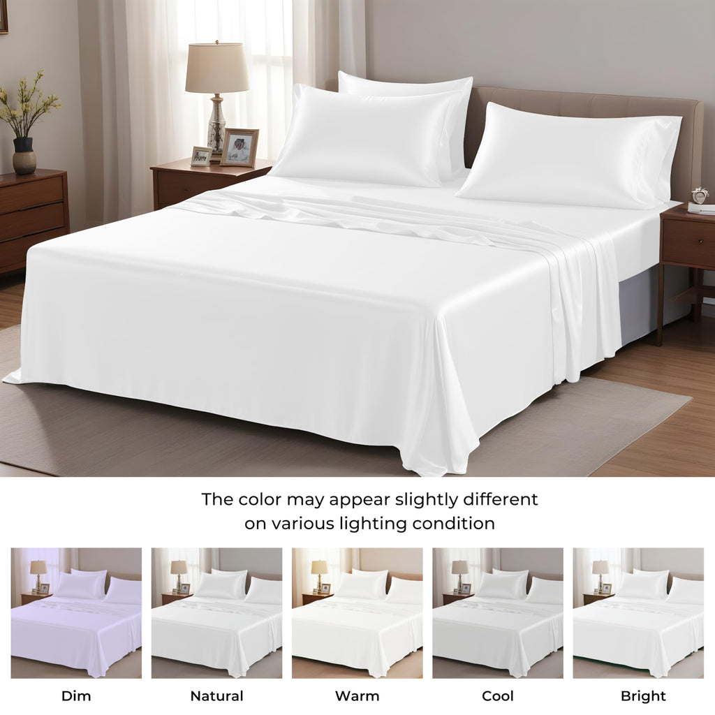 Flat Sheet Only, Austrian Tencel Lyocell Silk Bedding, 300 Thread Count Premium Soft Cooling Eucalyptus Top Sheet