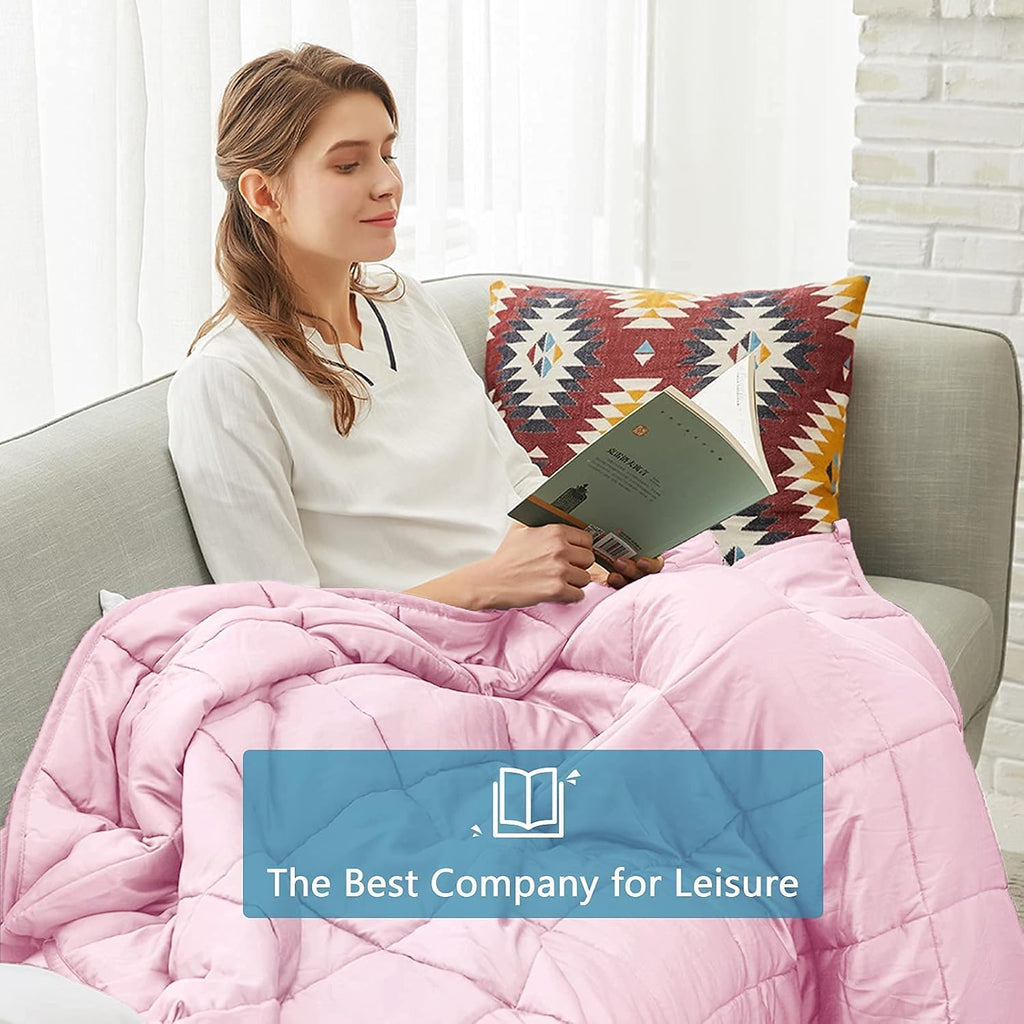 Queen Size Weighted Blanket Cooling 15 Pounds for Adults, 60"x80", Lovely Pink,Breathable Throw Heavy Blanket with