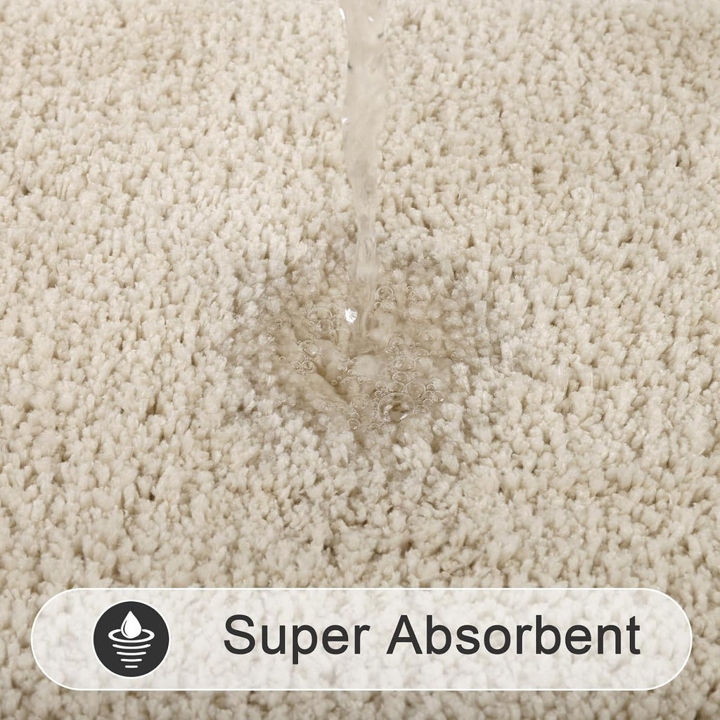 Soft Microfiber Bathroom Rugs Set 2 Pieces with Toilet Rug | Absorbent Plush Bath Mat U Shaped Contour Bath Rug, Non