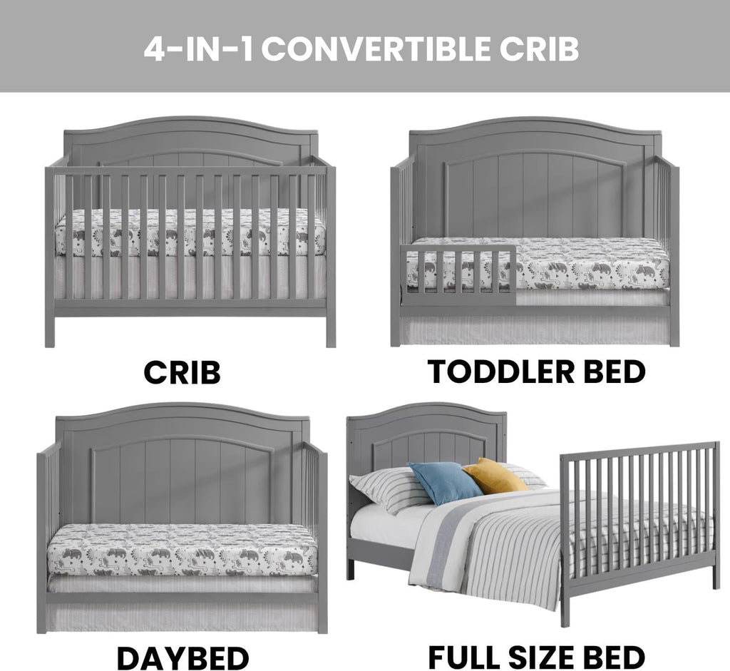 4-in-1 Convertible Crib, Dove Gray, GreenGuard Gold Certified