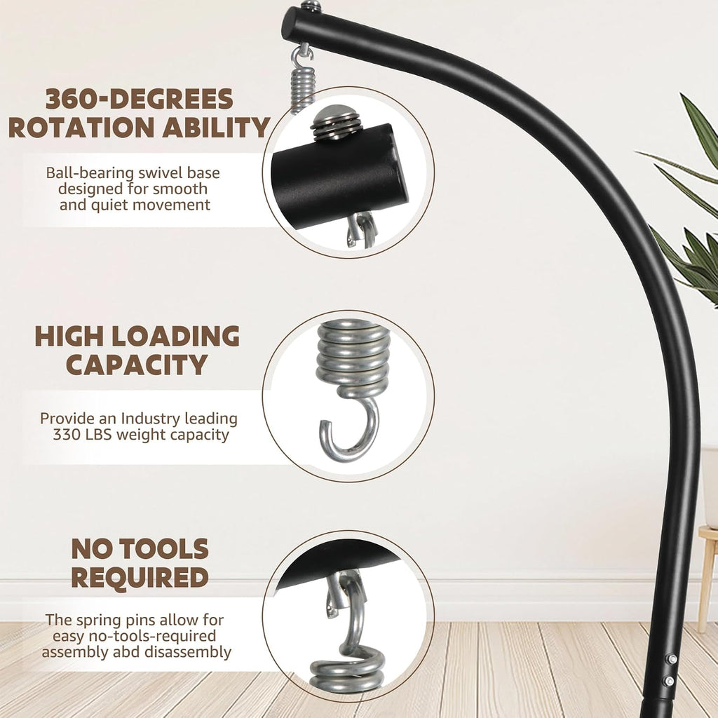 Hanging Egg Chair Stand,Strong Iron Hammock Chairs Frame with Spring Hook Stable Base,Heavy Duty Swing Chair Stands