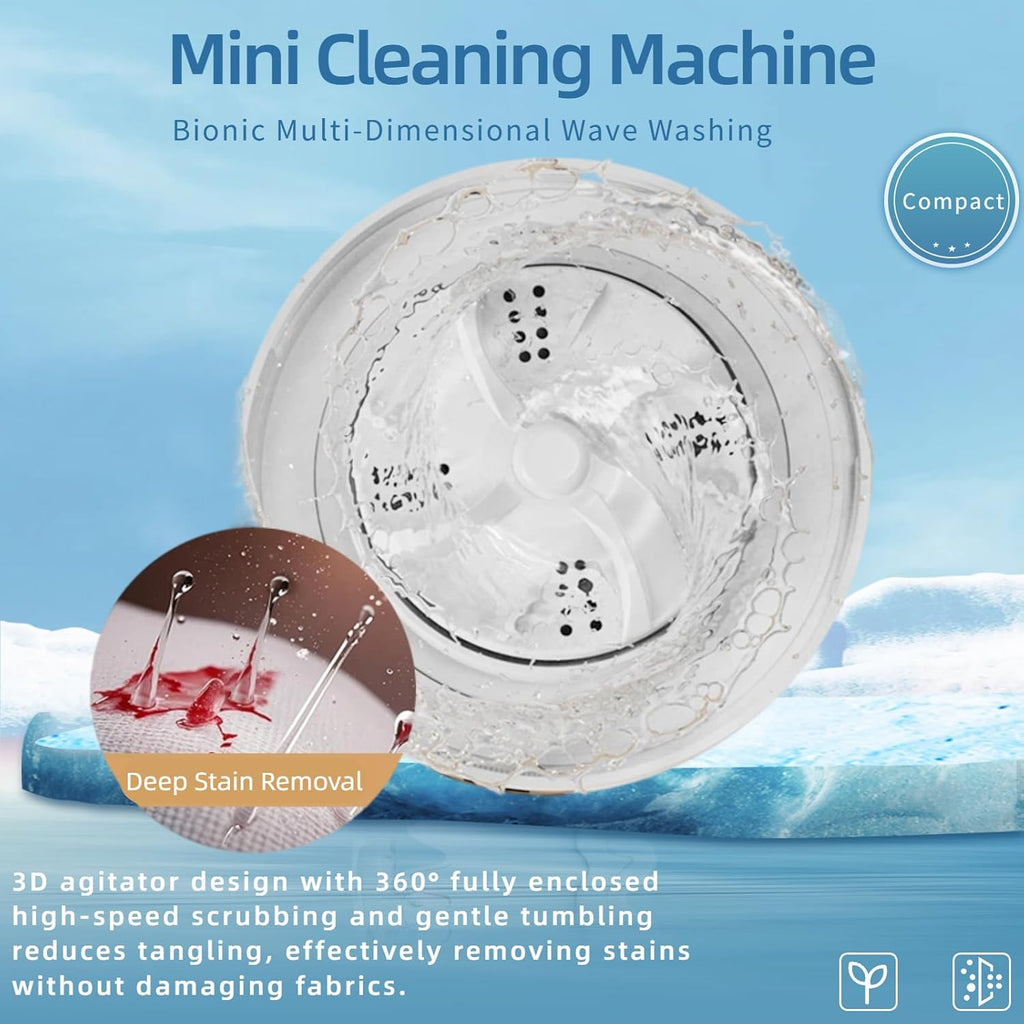 Portable Mini Washing Machine, White, 2L Capacity, Digital Touch Control, Compact Design for Underwear and Delicates