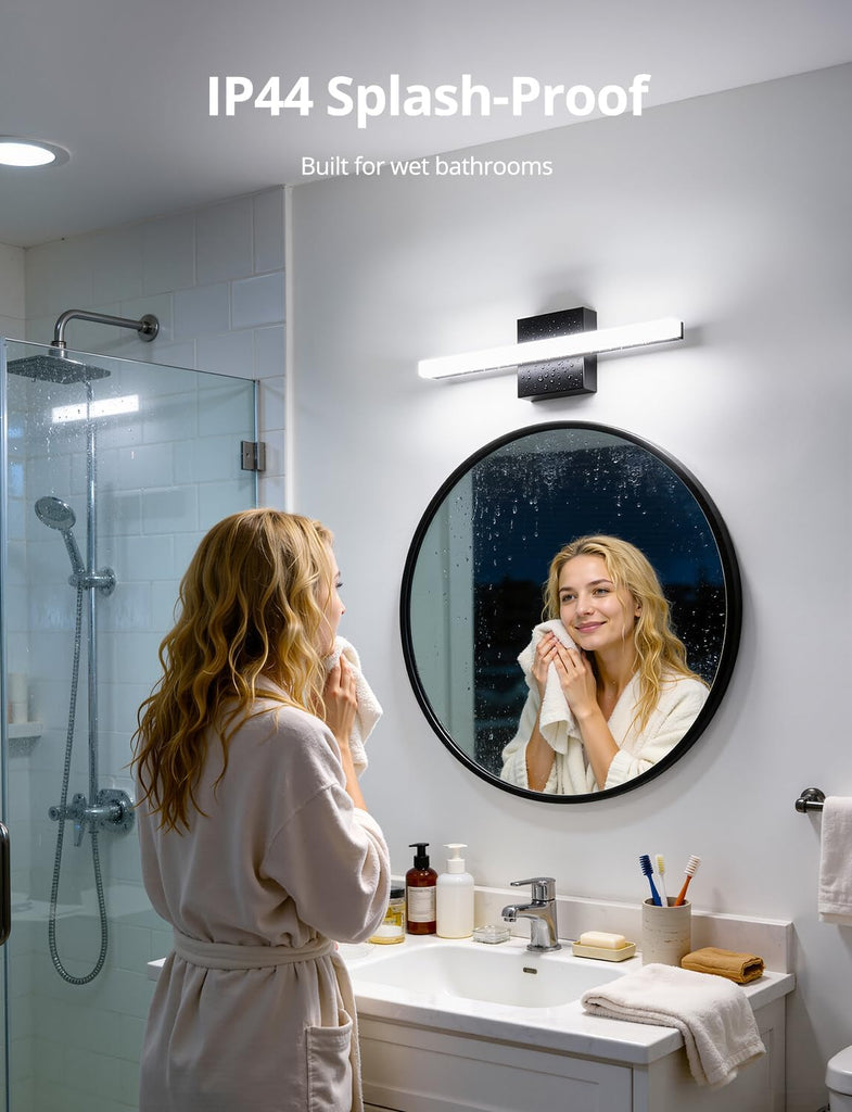 Black Bathroom Light Fixtures Over Mirror Lighting Gentle, 9W 16 Inch Modern LED Small Vanity Lamp Bar IP44 Slim