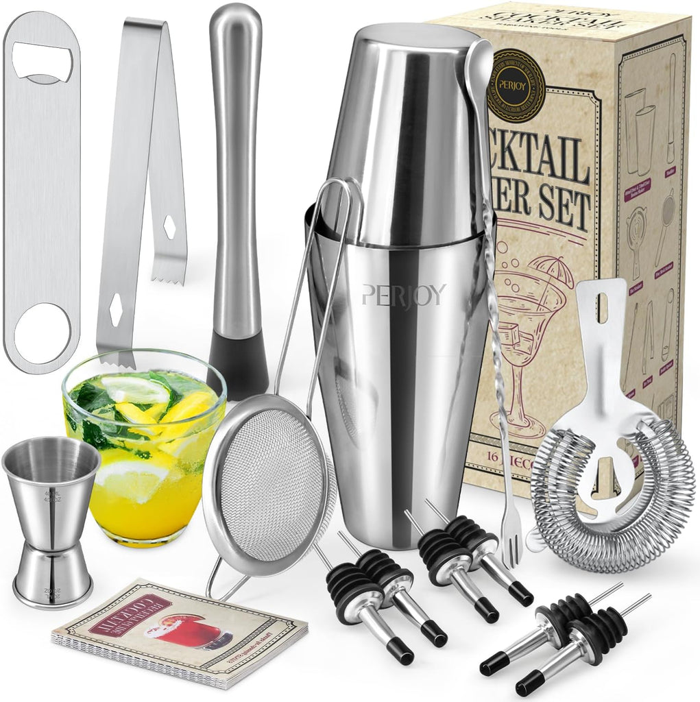 Cocktail Shaker Set, 16 Piece Bartender Kit, Cocktail Shaker, Stainless Steel Bar Set Accessories, Coktail Set