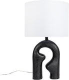 Modern Abstract Sculptural Table Lamp with Drum Shade, Black and White