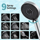 NSF Certified Filtered Shower Head with Handheld for Hard Water to Remove Chlorine High Pressure 9-Spray Setting (with
