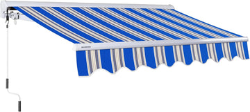 MA1210-A447H2 Luxury Series, Premium Quality Manual Retractable Patio Awning, 100% Solution Dyed European Acrylic